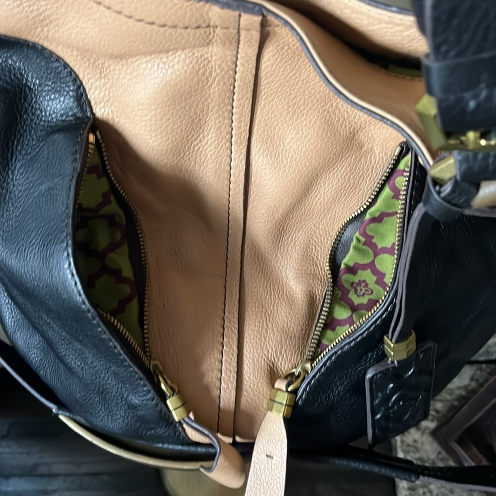 ORYANY Black/Tan Multi Leather VICTORIA Convertible Boho Tote Bag - Picture 6 of 6